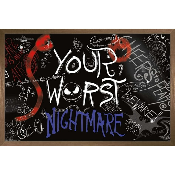 Disney Tim Burton's The Nightmare Before Christmas - Graphic Wall Poster, 14.725" x 22.375", Framed