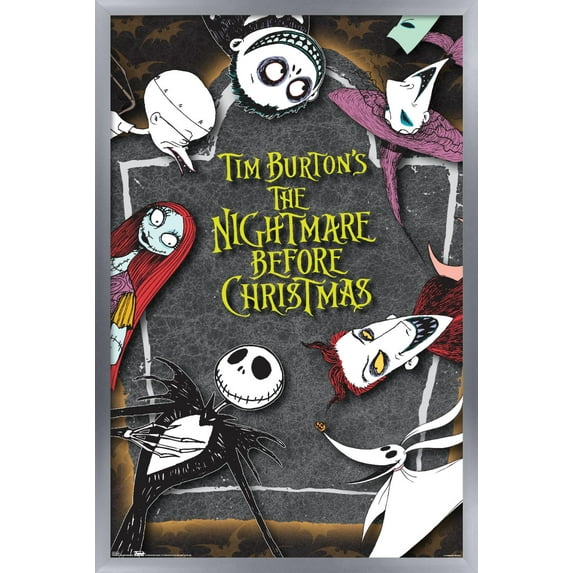 Disney Tim Burton's The Nightmare Before Christmas - Group Wall Poster, 14.725" x 22.375" Framed