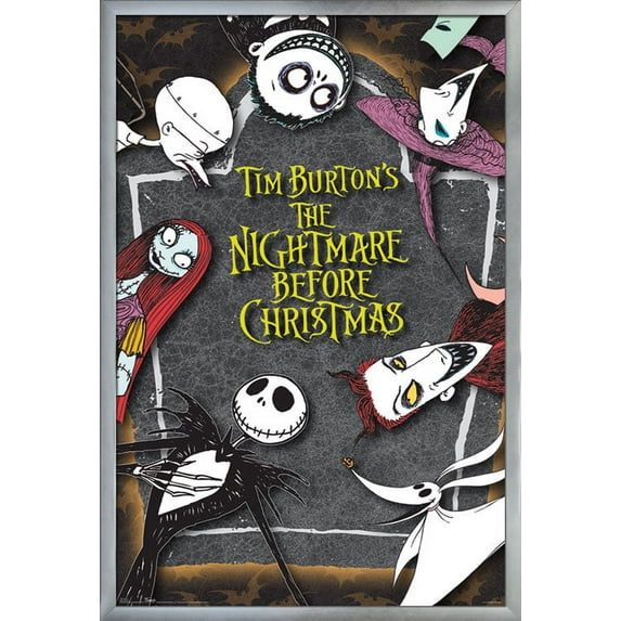 Disney Tim Burton's The Nightmare Before Christmas - Group Wall Poster, 22.375" x 34", Framed