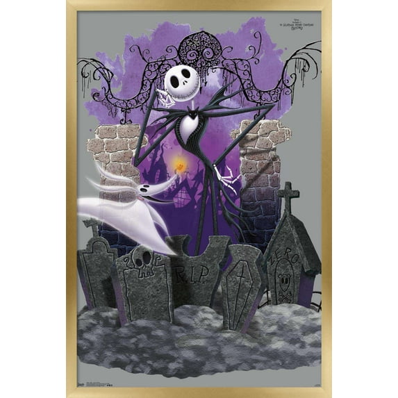 Disney Tim Burton's The Nightmare Before Christmas - Jack And Zero Wall Poster, 14.725" x 22.375", Framed