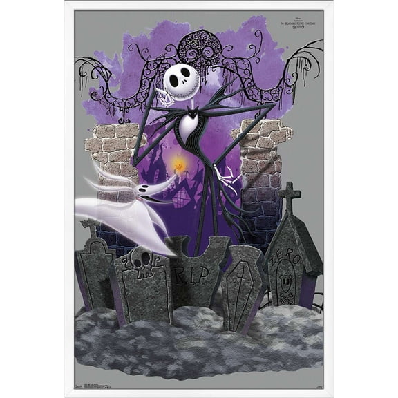 Disney Tim Burton's The Nightmare Before Christmas - Jack And Zero Wall Poster, 22.375" x 34", Framed