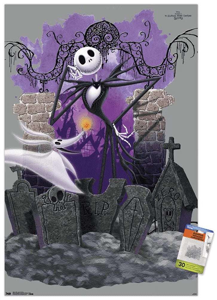 Disney Tim Burton's The Nightmare Before Christmas - Jack And Zero Wall Poster with Push Pins, 22.375" x 34"