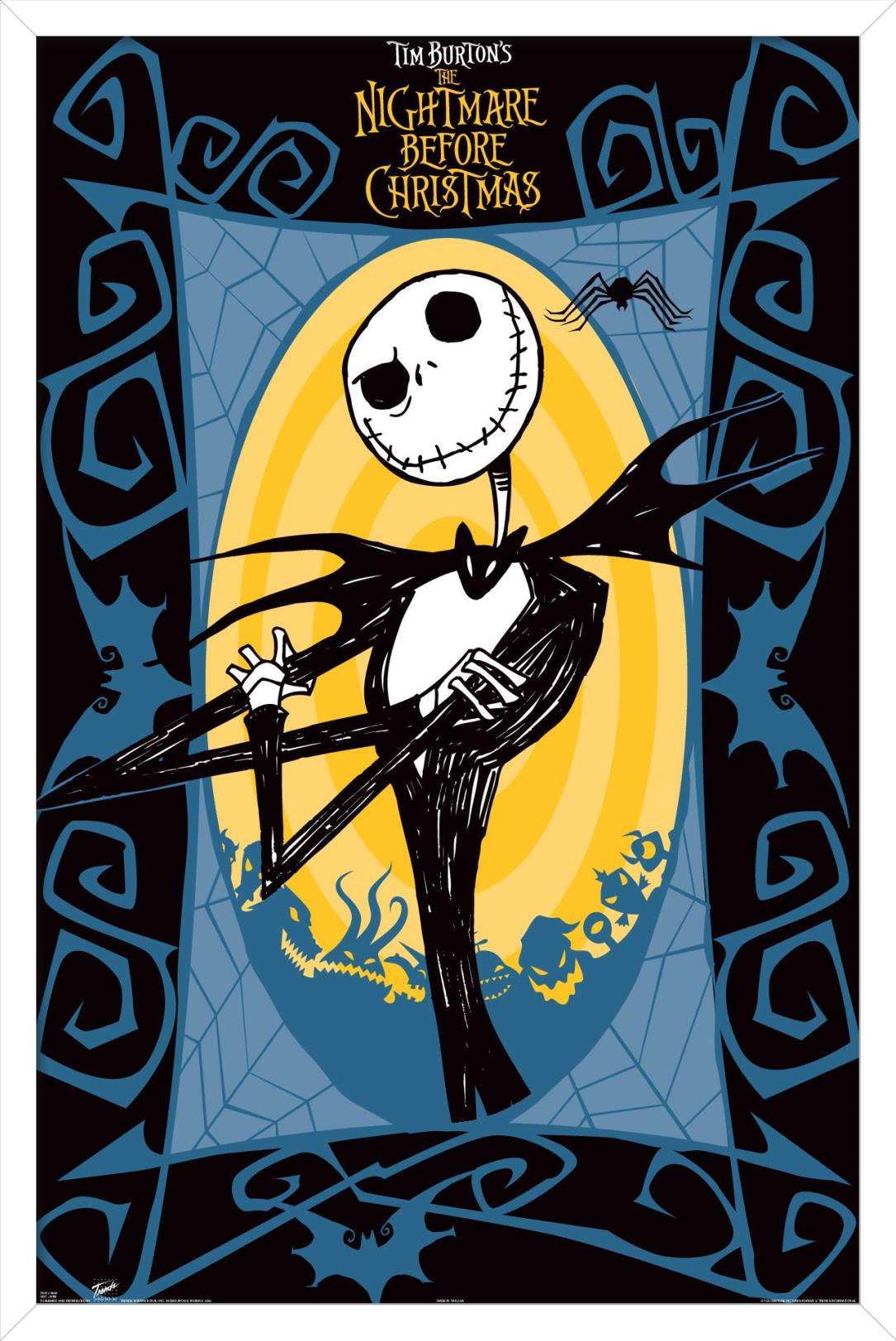 Disney Tim Burton's The Nightmare Before Christmas - Jack Frame Wall Poster, 14.725" x 22.375", Framed