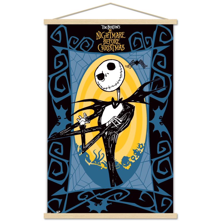 Disney Tim Burton s The Nightmare Before Christmas Jack Frame Wall Poster with Wooden Magnetic Frame 22.375