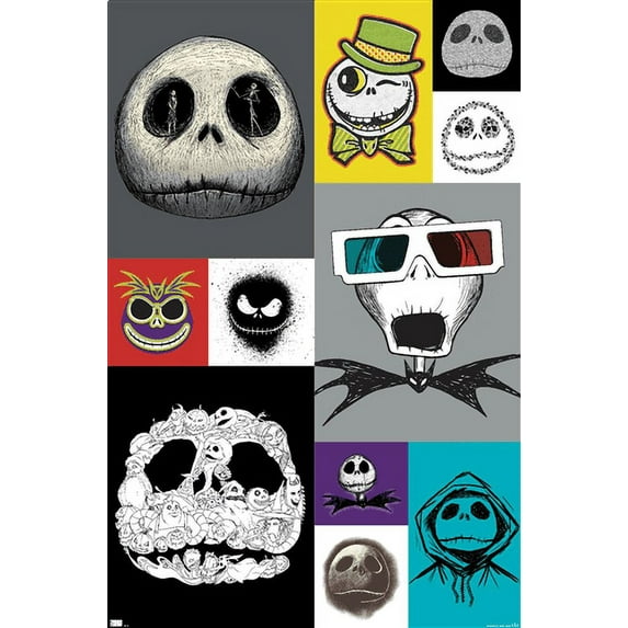 Disney Tim Burton's The Nightmare Before Christmas - Jack Grid Wall Poster, 14.725" x 22.375"