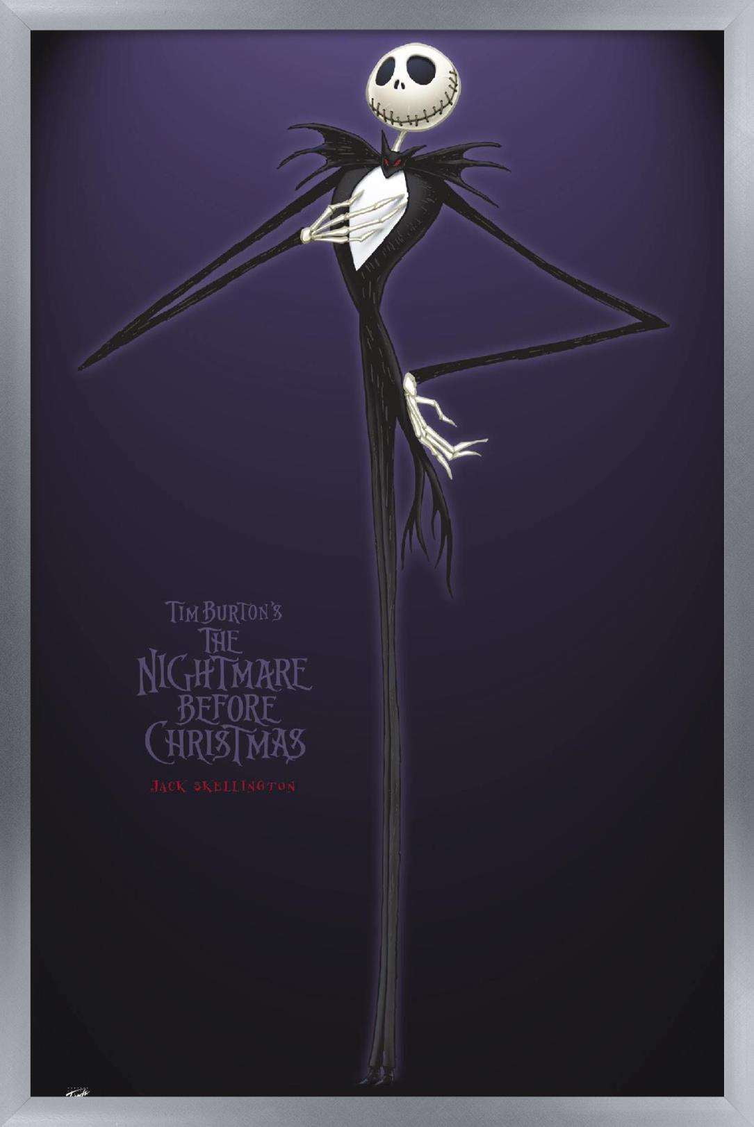 Disney Tim Burton's The Nightmare Before Christmas - Jack Wall Poster, 14.725" x 22.375", Framed