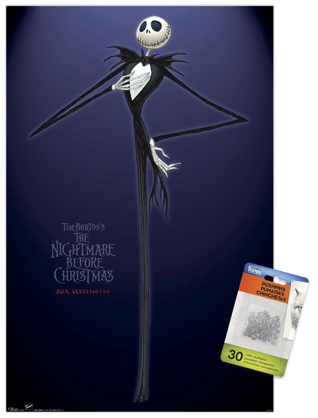 Disney Tim Burton's The Nightmare Before Christmas - Jack Wall Poster with Push Pins, 14.725" x 22.375"
