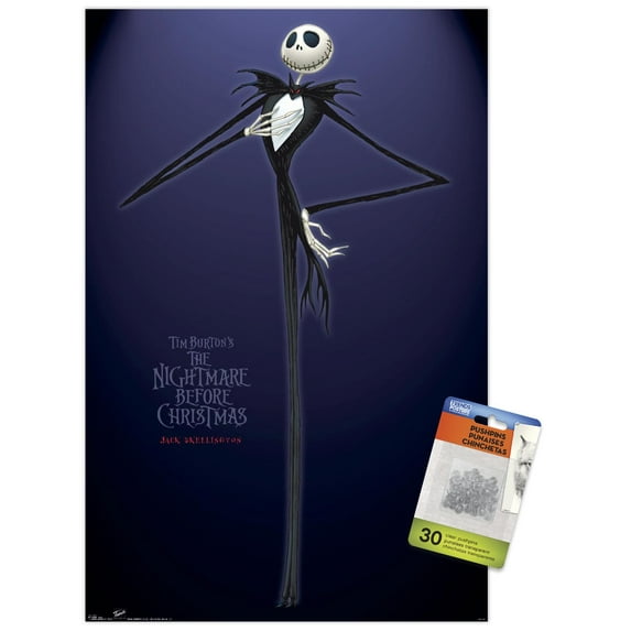 Disney Tim Burton's The Nightmare Before Christmas - Jack Wall Poster with Push Pins, 14.725" x 22.375"
