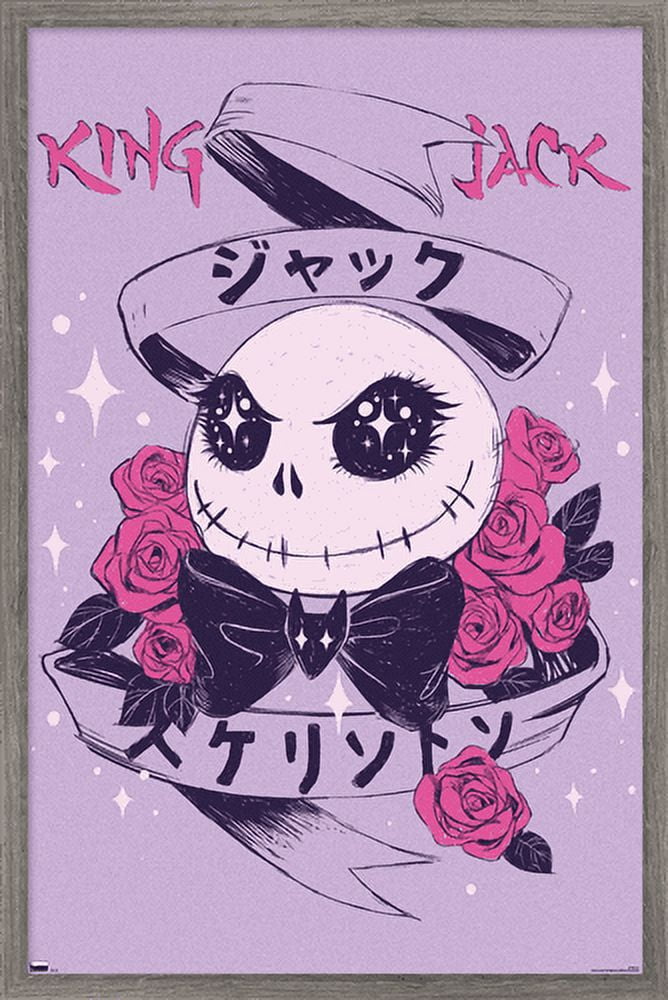 Disney Tim Burton's The Nightmare Before Christmas - Japanese Jack Wall Poster, 14.725" x 22.375", Framed