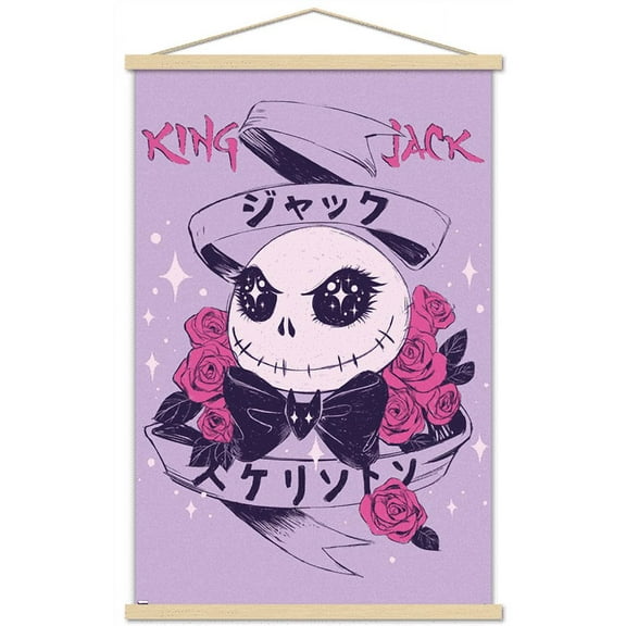 Disney Tim Burton's The Nightmare Before Christmas - Japanese Jack Wall Poster with Wooden Magnetic Frame, 22.375" x 34"