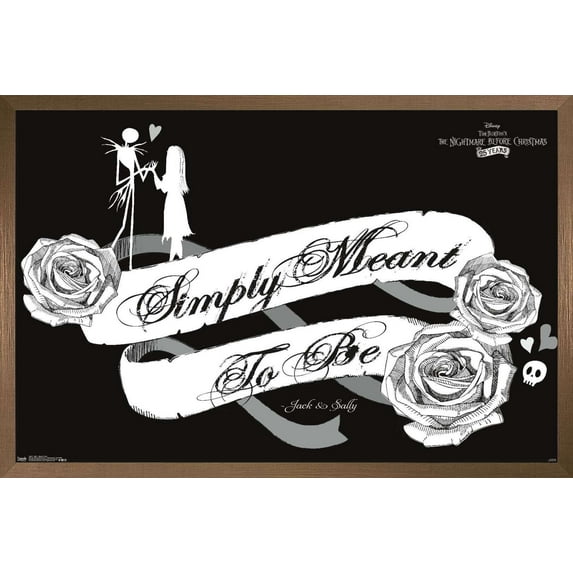 Disney Tim Burton's The Nightmare Before Christmas - Meant To Be Wall Poster, 14.725" x 22.375", Framed