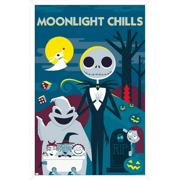 Disney Tim Burton's The Nightmare Before Christmas - Moonlight Chills Wall Poster, 14.725" x 22.375", Framed