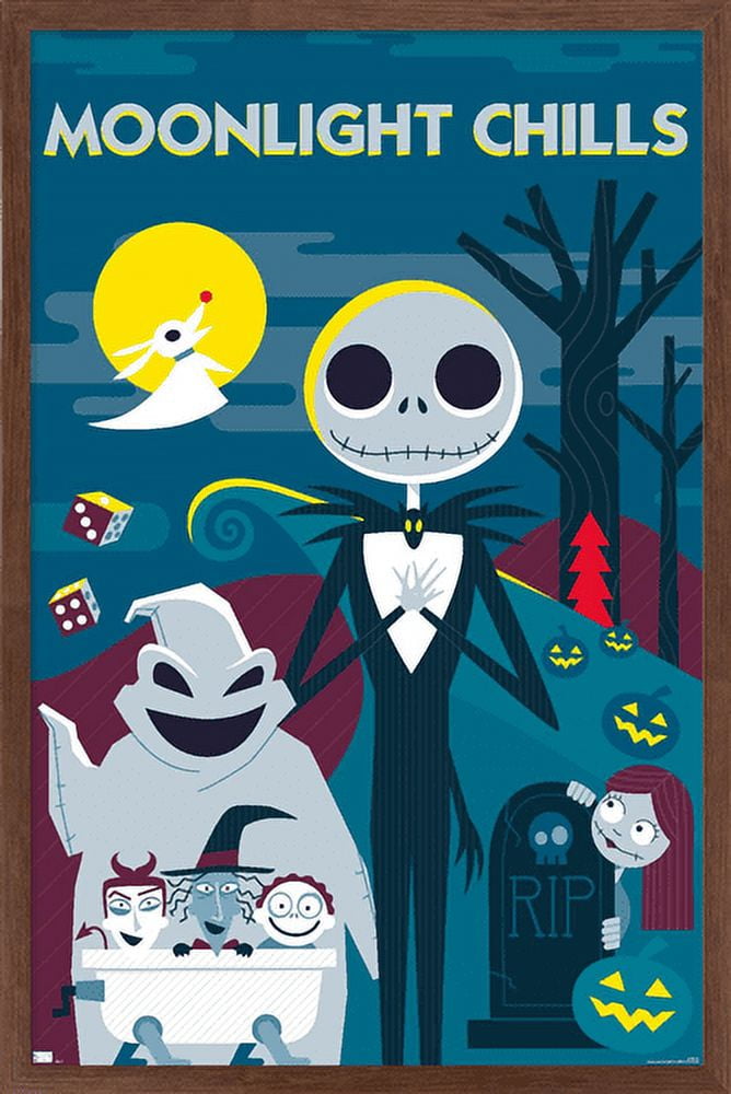 Disney Tim Burton's The Nightmare Before Christmas - Moonlight Chills Wall Poster, 14.725" x 22.375", Framed