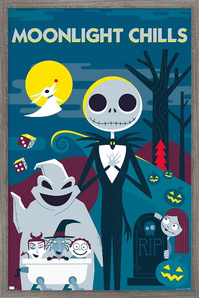 Disney Tim Burton's The Nightmare Before Christmas - Moonlight Chills Wall Poster, 22.375" x 34", Framed