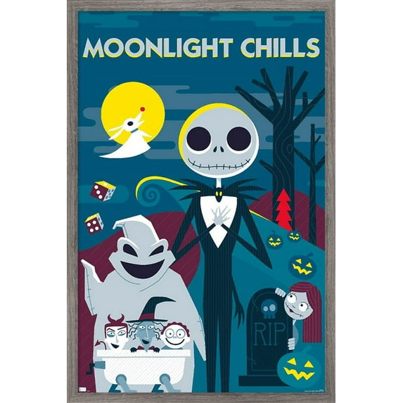 Disney Tim Burton's The Nightmare Before Christmas - Moonlight Chills Wall Poster, 22.375" x 34", Framed