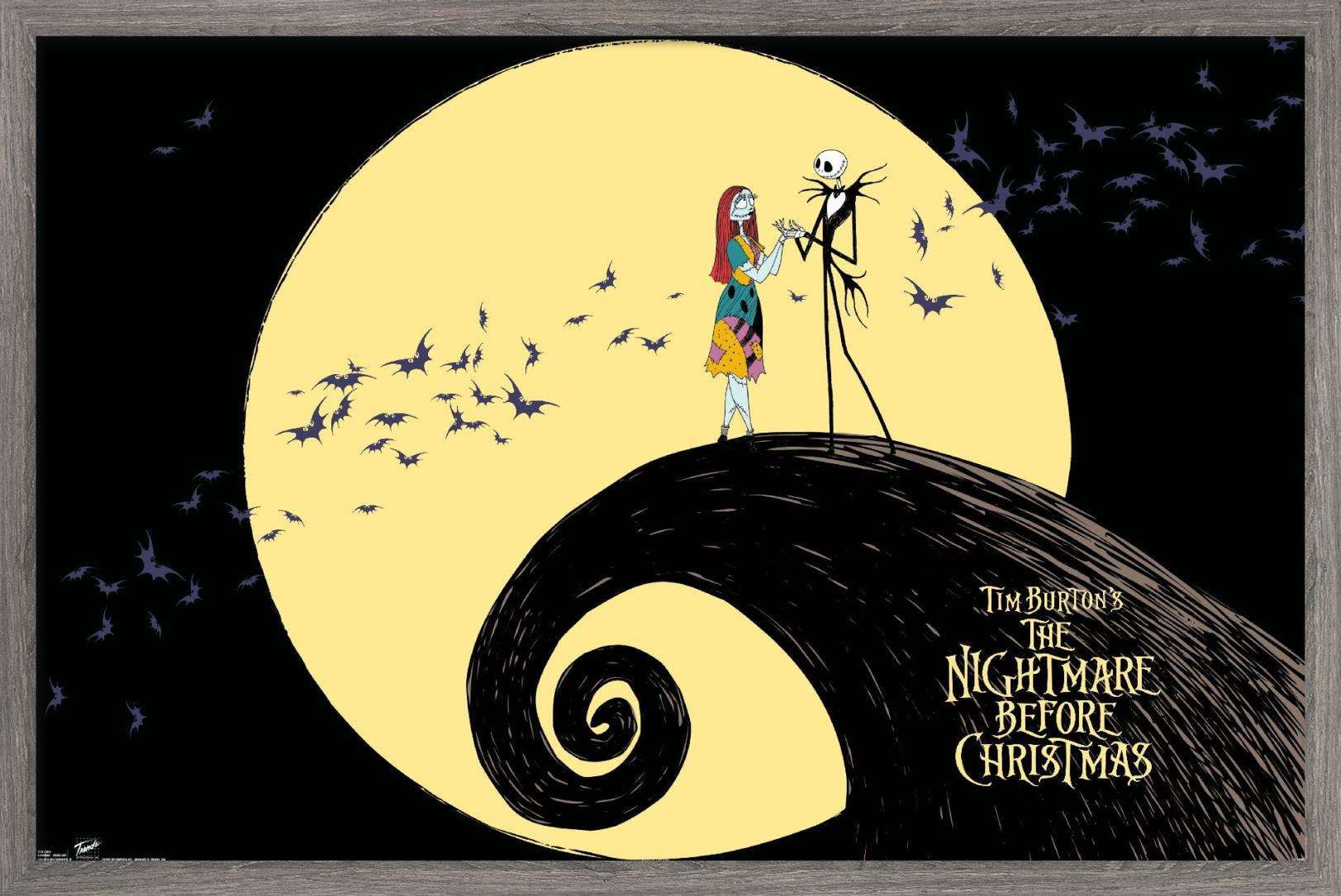 Disney Tim Burton's The Nightmare Before Christmas - Moonlight Wall Poster, 14.725" x 22.375", Framed