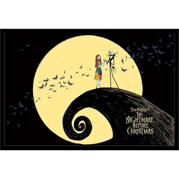 Disney Tim Burton's The Nightmare Before Christmas - Moonlight Wall Poster, 22.375" x 34", Framed