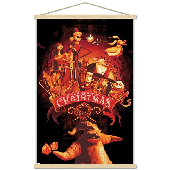 Disney Tim Burton's The Nightmare Before Christmas - Red Group Wall Poster with Magnetic Frame, 22.375" x 34"