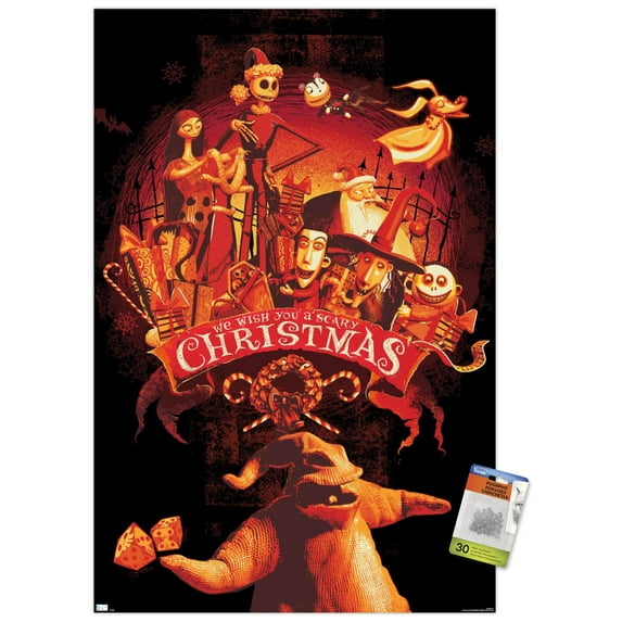 Disney Tim Burton's The Nightmare Before Christmas - Red Group Wall Poster with Pushpins, 22.375" x 34"