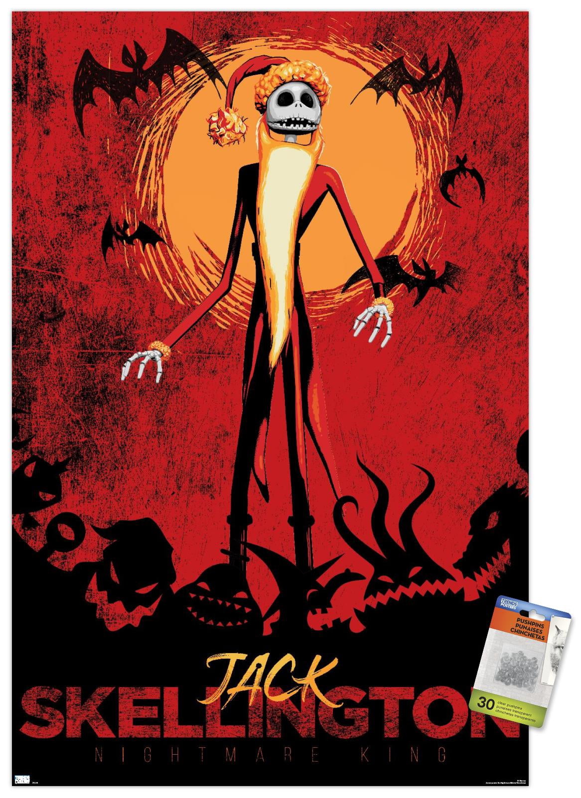 Disney Tim Burton's The Nightmare Before Christmas - Red Jack Wall Poster with Pushpins, 22.375" x 34"