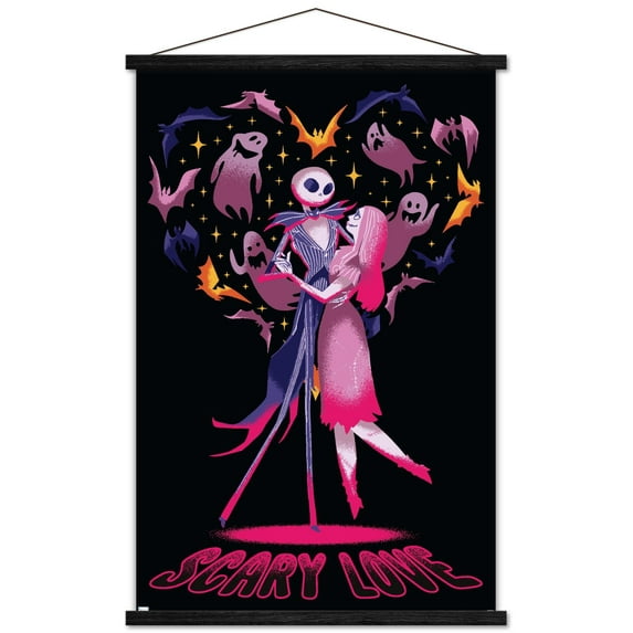 Disney Tim Burton's The Nightmare Before Christmas - Scary Love Wall Poster with Magnetic Frame, 22.375" x 34"