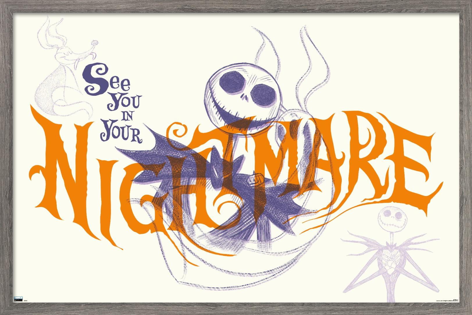 Disney Tim Burton's The Nightmare Before Christmas - See You In Your Nightmare Wall Poster, 14.725" x 22.375", Framed