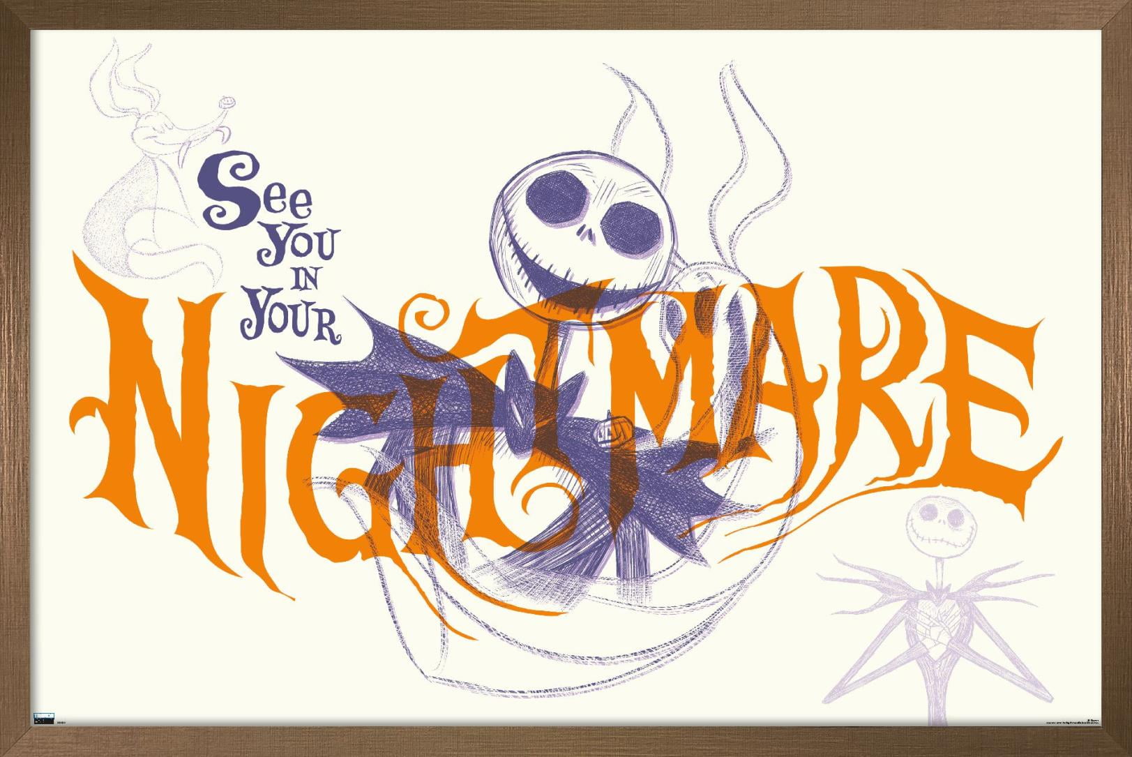 Disney Tim Burton's The Nightmare Before Christmas - See You In Your Nightmare Wall Poster, 14.725" x 22.375", Framed