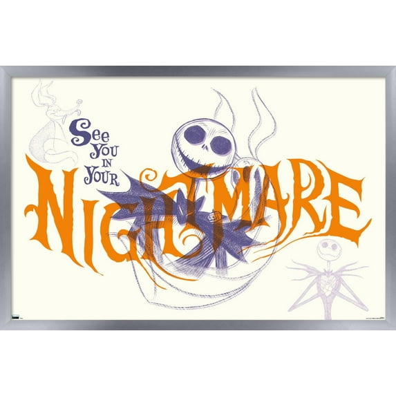 Disney Tim Burton's The Nightmare Before Christmas - See You In Your Nightmare Wall Poster, 22.375" x 34", Framed
