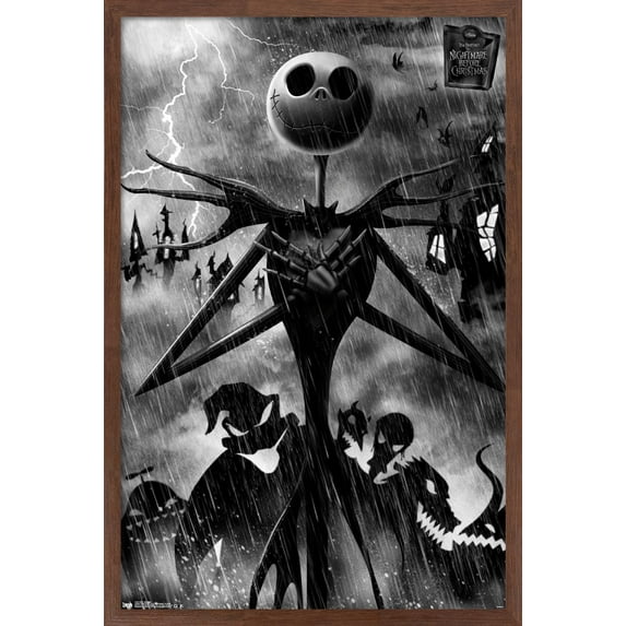 Disney Tim Burton's The Nightmare Before Christmas - Shadows Wall Poster, 14.725" x 22.375", Framed