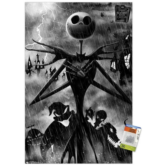 Disney Tim Burton's The Nightmare Before Christmas - Shadows Wall Poster with Push Pins, 22.375" x 34"
