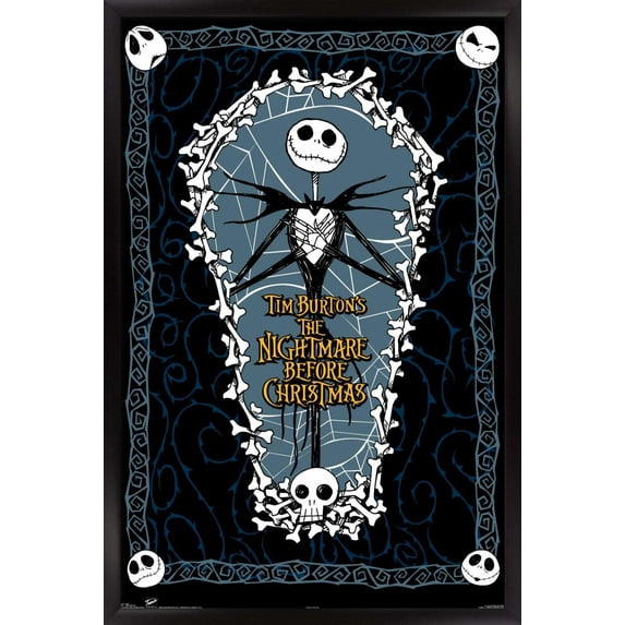 Disney Tim Burton's The Nightmare Before Christmas - Skellington Wall Poster, 14.725" x 22.375", Framed