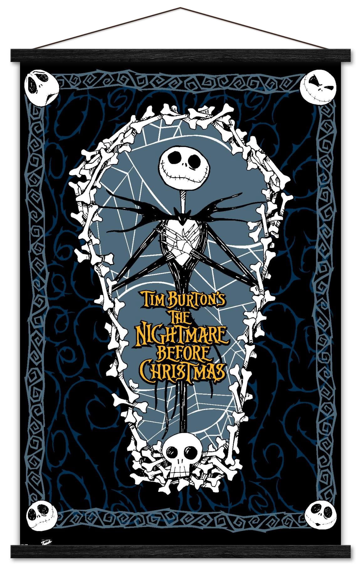 Disney Tim Burton's The Nightmare Before Christmas - Skellington Wall Poster with Wooden Magnetic Frame, 22.375" x 34"