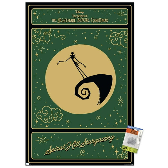 Disney Tim Burton's The Nightmare Before Christmas - Spiral Hill Stargazing Wall Poster with Pushpins, 22.375" x 34"