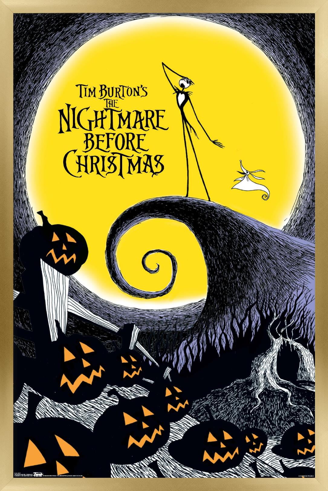 Disney Tim Burton's The Nightmare Before Christmas Wall Poster, 14.725" x 22.375" Framed