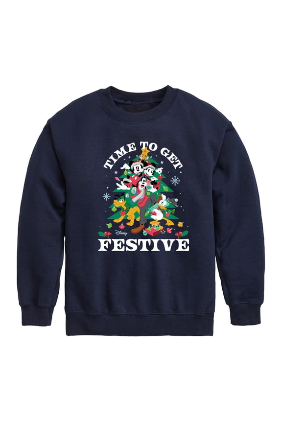 - Mickey and Friends Time To Get Festive Christmas - Toddler & Youth Crewneck Fleece Sweatshirt