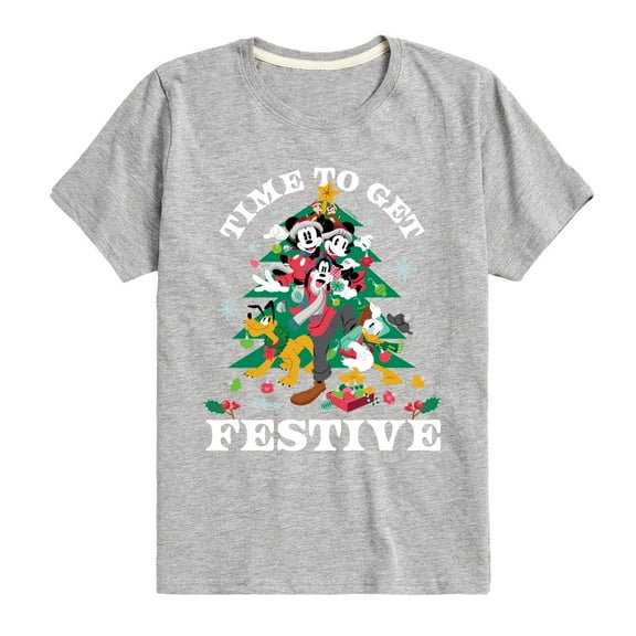 Disney - Mickey and Friends Time To Get Festive Christmas - Toddler & Youth Short Sleeve Graphic T-Shirt
