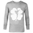 thumbnail image 1 of Disney Tinker Bell 4-Leaf Clover Silhouette St Patrick's Day - Long Sleeve T-Shirt for Men - Customized-Athletic Heather, 1 of 5