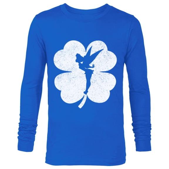 Disney Tinker Bell 4-Leaf Clover Silhouette St Patrick's Day - Long Sleeve T-Shirt for Men - Customized-Navy