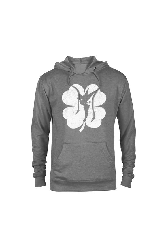 Tinker Bell 4-Leaf Clover Silhouette St Patrick's Day - Pullover Hoodie for Adults - Customized-Athletic Heather
