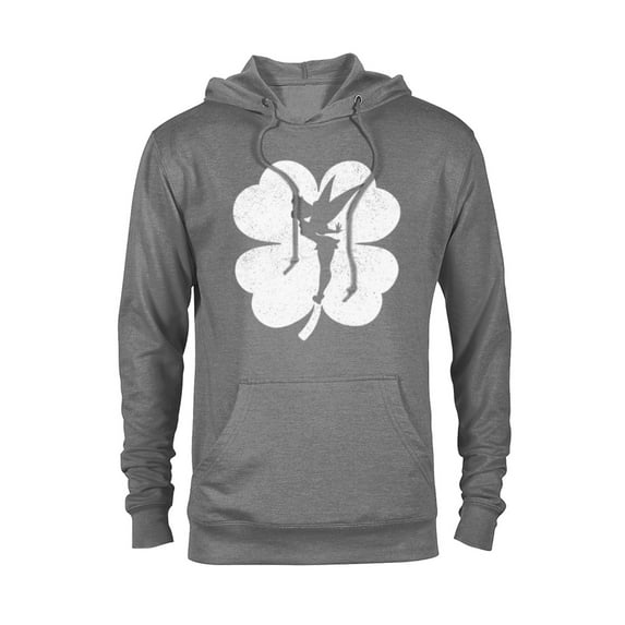 Disney Tinker Bell 4-Leaf Clover Silhouette St Patrick's Day - Pullover Hoodie for Adults - Customized-Athletic Heather