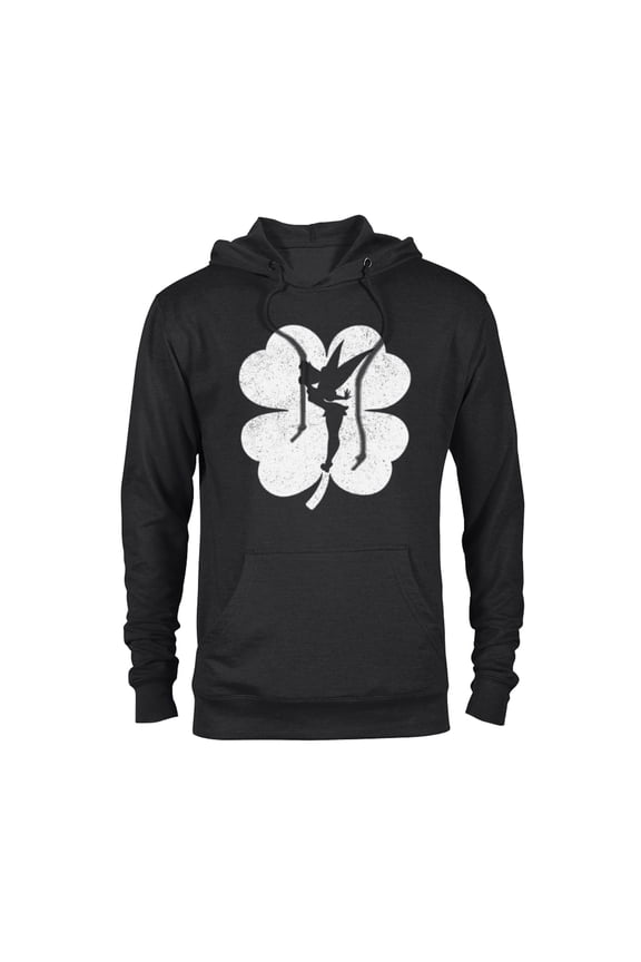 Tinker Bell 4-Leaf Clover Silhouette St Patrick's Day - Pullover Hoodie for Adults - Customized-Black