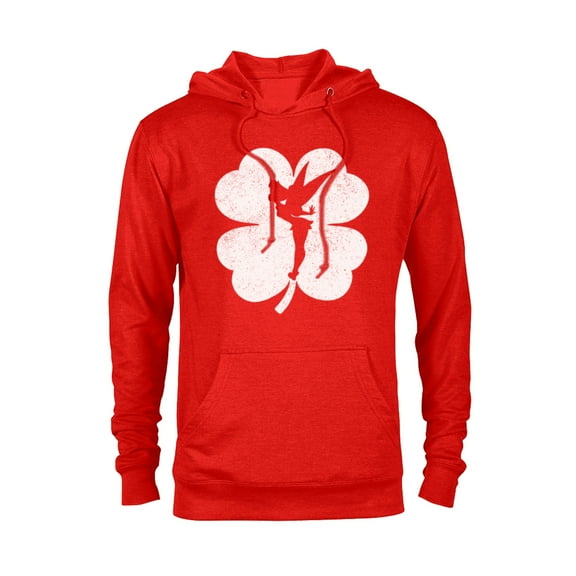 Disney Tinker Bell 4-Leaf Clover Silhouette St Patrick's Day - Pullover Hoodie for Adults - Customized-Red