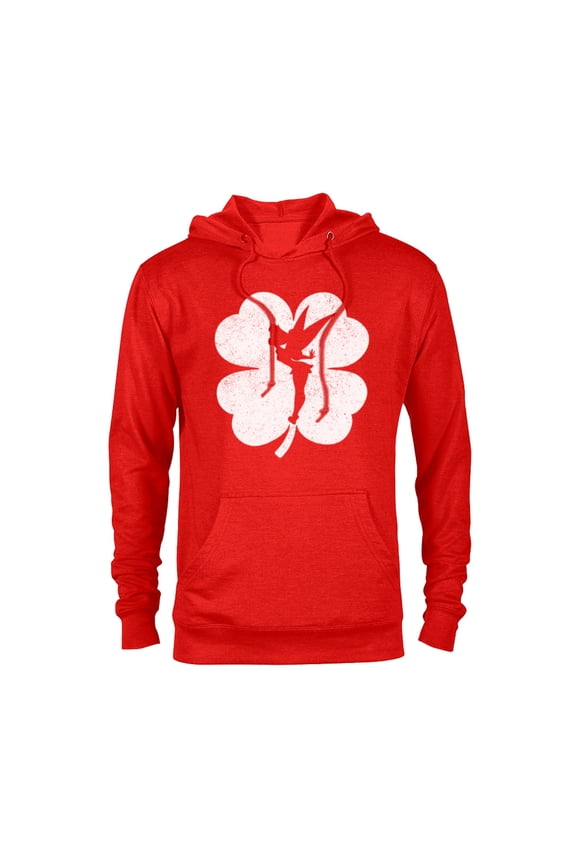 Tinker Bell 4-Leaf Clover Silhouette St Patrick's Day - Pullover Hoodie for Adults - Customized-Red