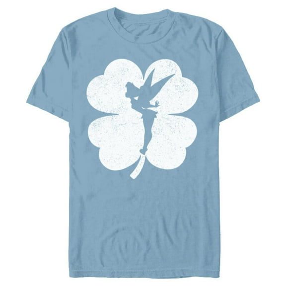 Disney Tinker Bell 4-Leaf Clover Silhouette St Patrick's Day - Short Sleeve Blended T-Shirt for Adults - Customized-Ocean Blue