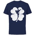 thumbnail image 1 of Disney Tinker Bell 4-Leaf Clover Silhouette St Patrick's Day - Short Sleeve Cotton T-Shirt for Adults - Customized-Navy, 1 of 5