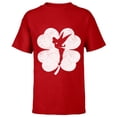 thumbnail image 1 of Disney Tinker Bell 4-Leaf Clover Silhouette St Patrick's Day - Short Sleeve T-Shirt for Kids - Customized-Red, 1 of 5