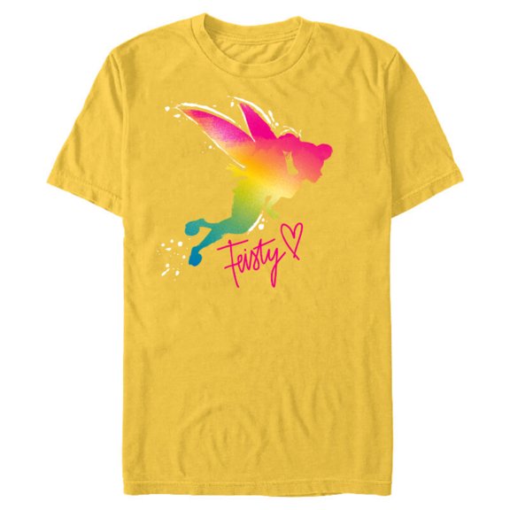 Disney Tinker Bell Feisty T-Shirt- Short Sleeve Blended T-Shirt for Adults - Customized-Yellow