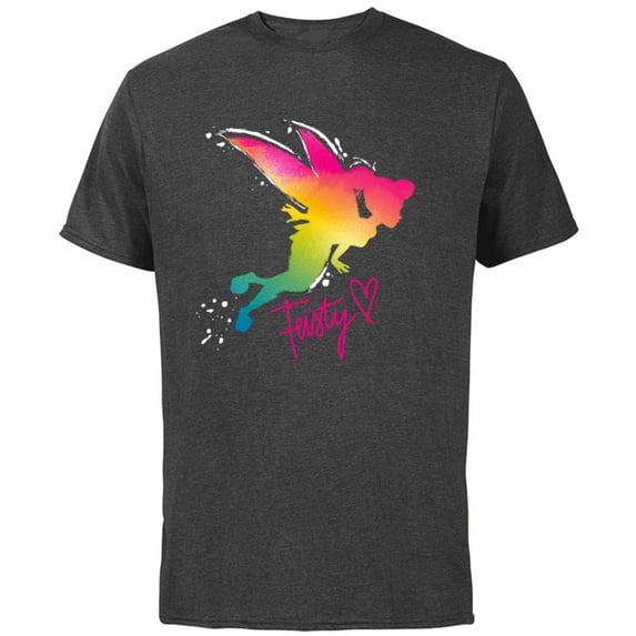 Disney Tinker Bell Feisty T-Shirt - Short Sleeve Cotton T-Shirt for Adults - Customized-Charcoal