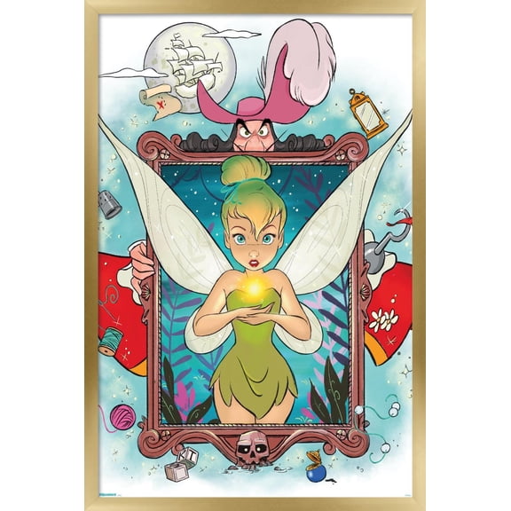 Disney Tinker Bell - Framed Magic with Hook Wall Poster, 22.375" x 34" Framed