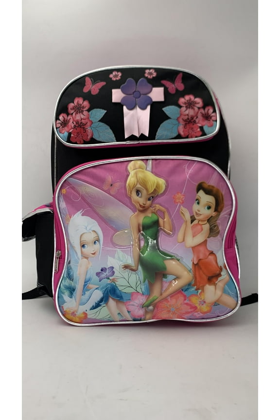 Disney Tinker Bell Large Backpack 16 Inches with Side Pocket and Water Bottle Holder